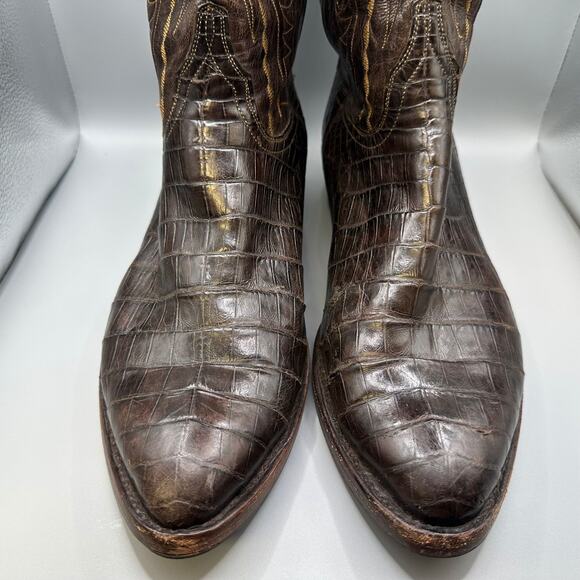 Lucchese Classics Caiman Belly Boots Men Size 12 D Brown Handmade in USA main image 5